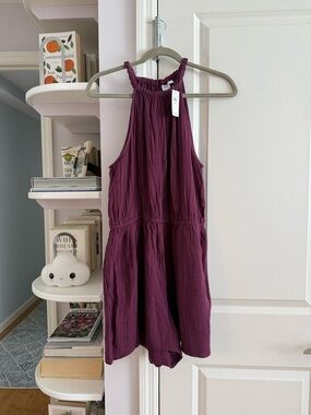 NWT Gap Plum Gauze Halter Romper - Size M